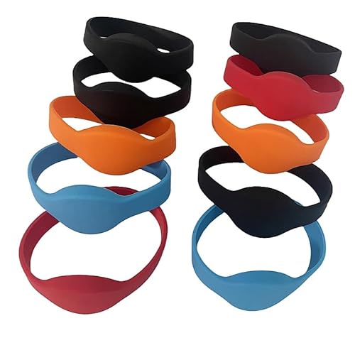 JWFKWNH 10 pulseras MI Classic 1k impermeables, 13,56 MHz NFC, pulsera Iso14443a con control de acceso inteligente IC (mezcla)