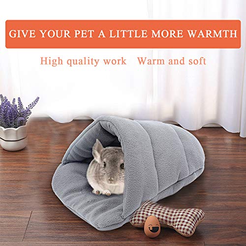 YANGWX Zacht warm cavia bed konijnenbed, hamsterbed slaapzak, dikke fleece klein huisdier nest gezellig schuilkussen… - Image 5