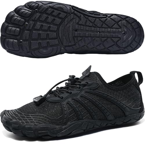 Black Barefoot Water Shoes for Women and Men - Quick-Dry Lightweight Swim Shoes for Beach Pool Hiking