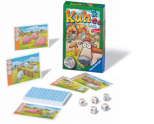 Ravensburger 23160 - Kuh und co, Mitbringspiel für 2-6 Spieler, Kinderspiel ab 4 Jahren, kompaktes Format, Reisespiel – Bild 3