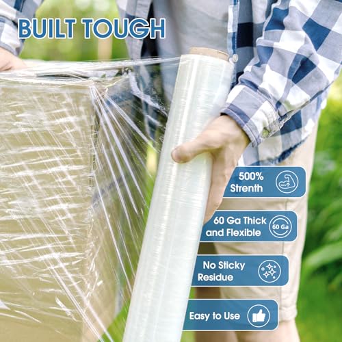 MROCO Stretch Wrap, Clear Stretch Film, 15" x 1000 Feet, 60 Gauge, 2 Pack — view 4