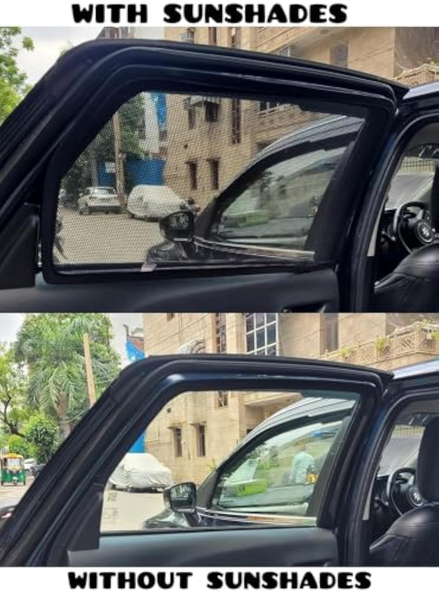 Zipper Magnetic Car Sunshades, Set of 5 Pcs, Black