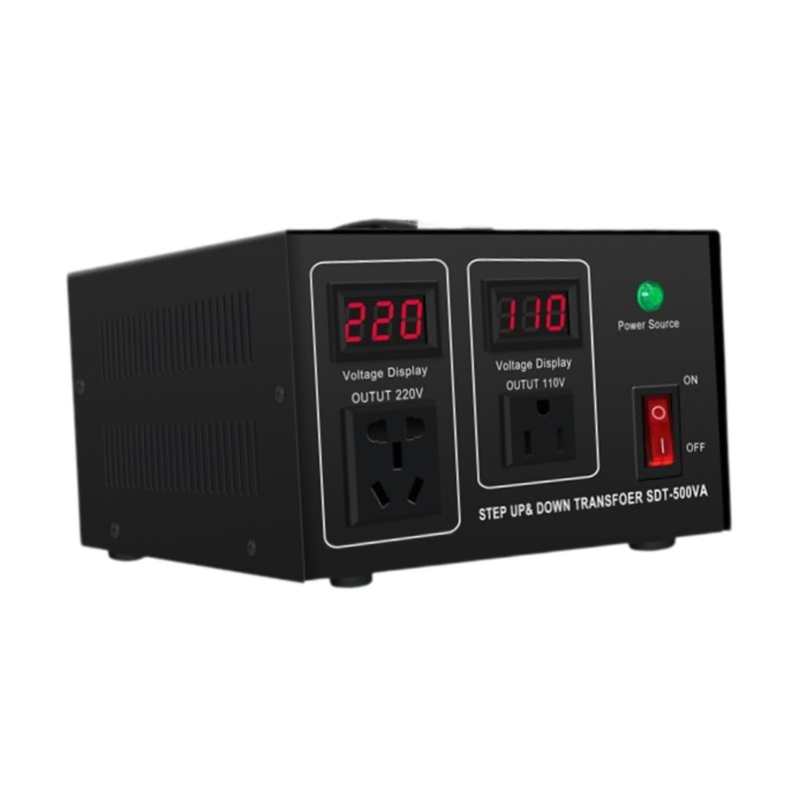 Convertidor de transformador de voltaje, 500 VA, adaptador de doble voltaje estadounidense, convertidor de potencia de alto rendimiento