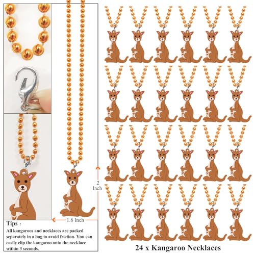 Image of 24 Pack Kangaroo Necklace Party Favors for Woodland Animal Themed Baby Shower, Birthday Party Goodie Bag Fillers, School Carnival Rewards, Photography Props, Home Decorations, Classroom Prize