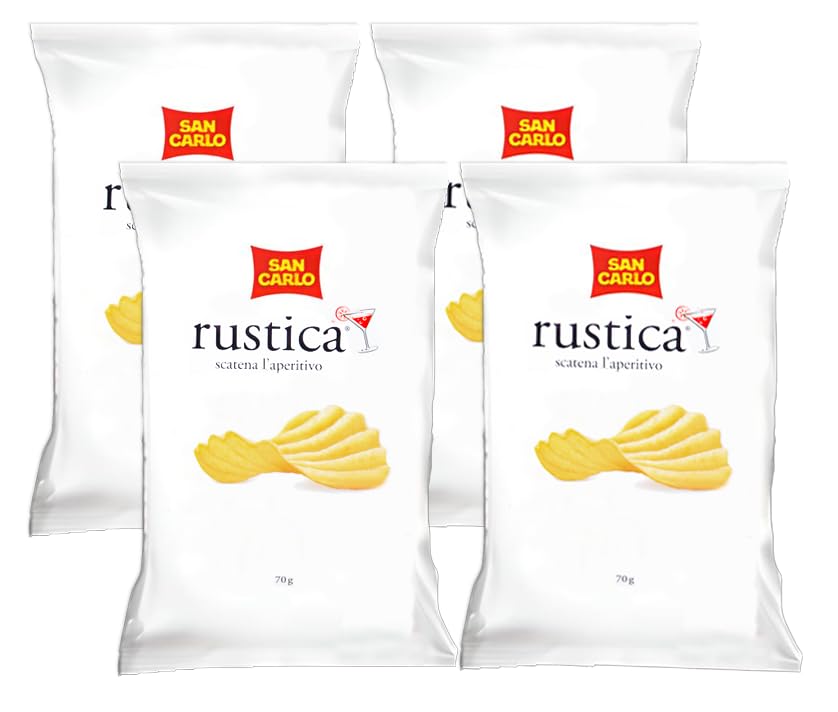 4X San Carlo Rustica Patatine Ondulate e Croccanti, Senza Glutine (Gluten Free) 70g