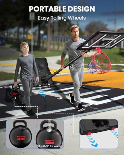 Image of IGL Portable Basketball Hoop, 5.6-10FT Adjustable Basketball Goal System, 40 /44 Inch Outdoor Basketball Hoop & Goals for Kids, Youth, and Adults in The Backyard, Driveway with PC Backboard