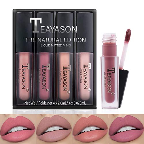 TEAYASON 4 Colors Long-lasting Liquid Matte Mini Lipstick Set - Great for gift