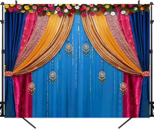 Pnylzzyxh India Pooja Backdrop Indian Puja Traditional Diwali Photography Background 10x8ft Festival Wedding Party Marigold Garlands Photo Props