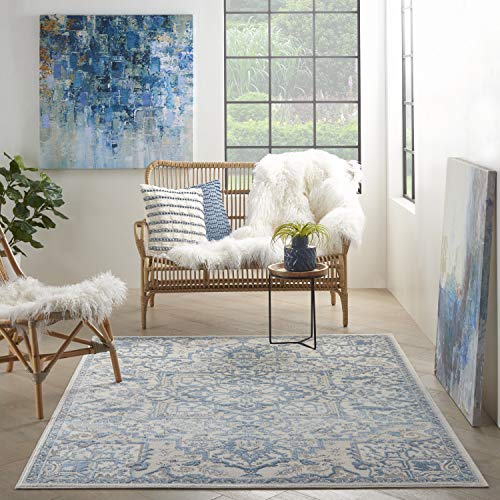Nourison Home Elation Ivory Blue 5'3" x 7'3" Tapete Decorativo miniatura 4