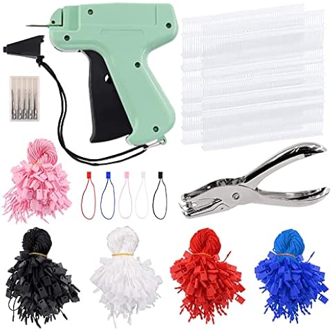 Hilitchi 2007Pcs Tagging Attacher Gun Kit for Clothing, Tagg Gun with 5 Colors Hang Tag Strings, Hole Punch, 5Pcs Metal Needles and 1000Pcs Fastener Barbs Attachments Perfer for Tagging Clothing Cover