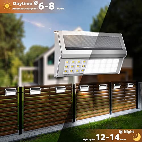 MoonGeGe Solar Outdoor Deck Lights: 10Pack 30LED Fence Solar Step Outside Lights Waterproof,Stainless Steel Outdoor Stair Fence Porch Lights Lamp Solar Powered Outdoor Lighting for Wall Garden Décor - Image 6