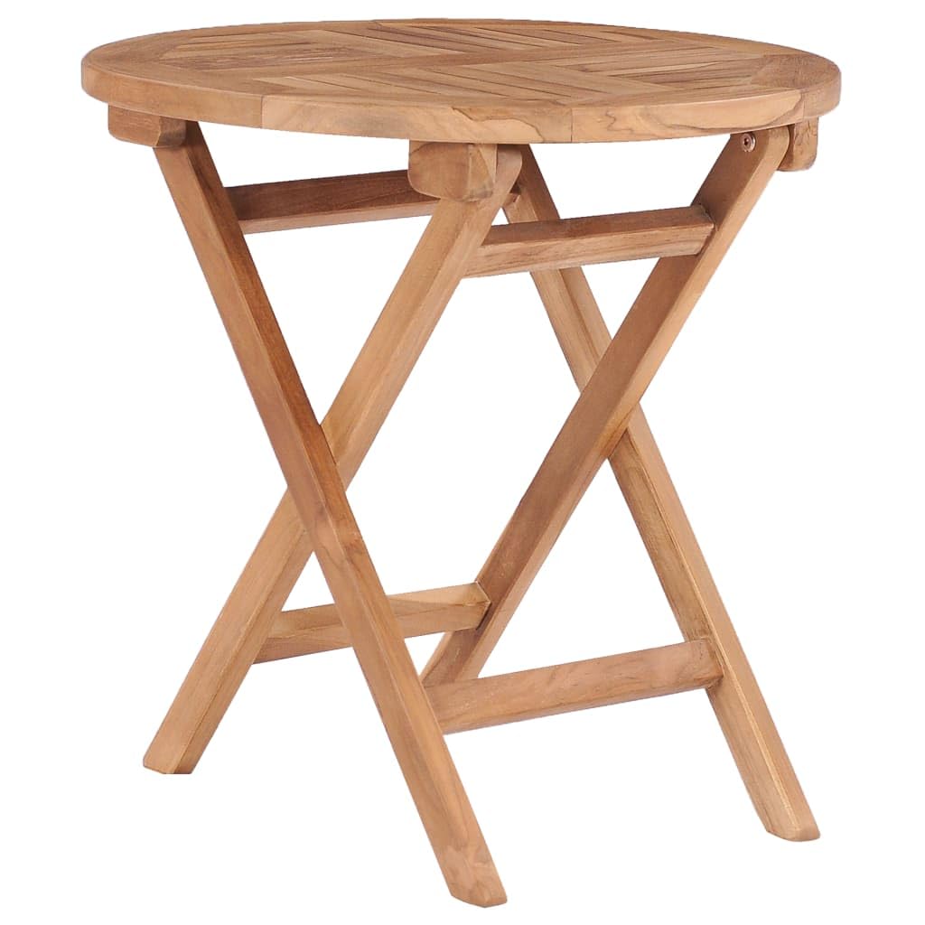 vidaXL Solid Teak Wood Folding Garden Table Weather Resistant Stable Durable Outdoor Patio Deck Foldable Bistro Side Table Furniture 45cm