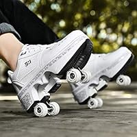 GKZJ Rolschoenen LED Skate Schoenen voor vrouwen Inline Skate, 2-in-1 multifunctionele schoenen, verstelbare Quad Rolschaatsen Laarzen dubbele rij vervormingsschoenen, EUR39 GKZJ Rolschoenen LED Skate Schoenen voor vrouwen Inline Skate, 2-in-1 multifunctionele schoenen, verstelbare Quad Rolschaatsen Laarzen dubbele rij vervormingsschoenen, EUR39