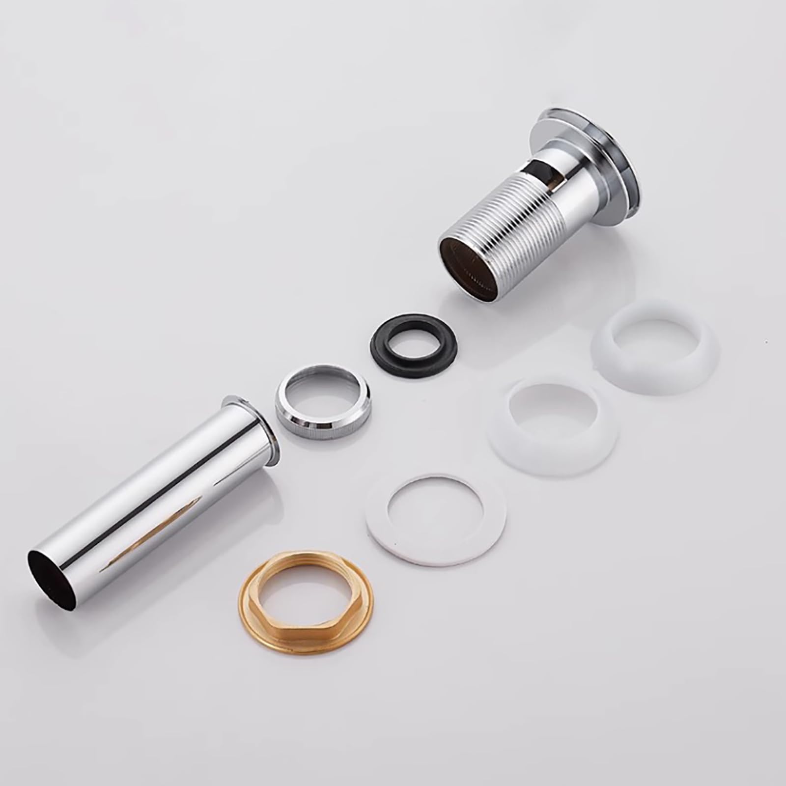 Siphon Waschbecken mit Überlauf,Pop-Up-Ablaufventil,Geruchsverschluss,Waschbecken Ablaufgarnitur,Höhenverstellbar Siphon Spüle