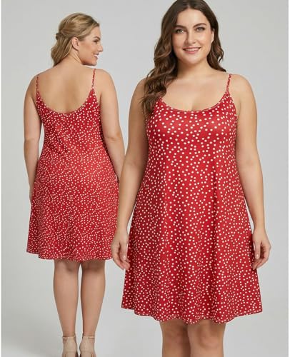 Image of 7th Element Women's Plus Size Slip Dress, Spaghetti Strap Summer Cami Sundress & Nightgown, Under Dresses & Beach Cover-up