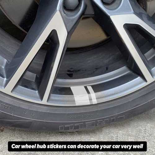 Image of Mandark 12PCS Car Wheel Rims Decal Stripes, Reflective Vehicle Tire Rim Stickers for 18-21 Inch Wheels, Safety Auto Exterior Hash Stripe Sticker Decoration, Universal for SUV, Truck, RV (White)