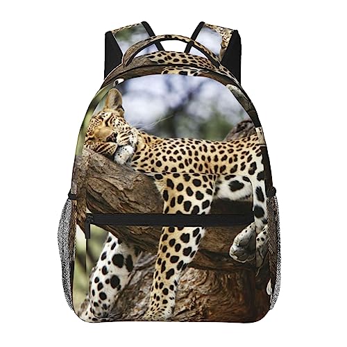 Sac à dos ordinateur portable imprimé léopard noir voyage unisexe