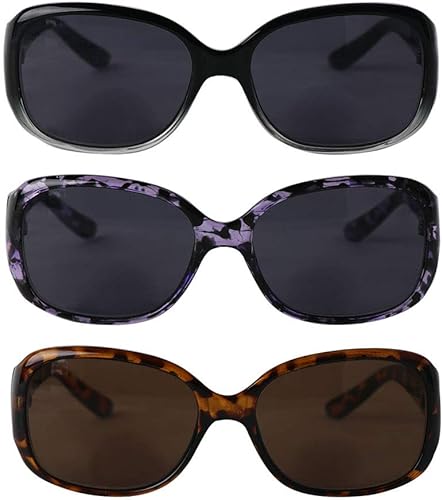 Hyyiyun Gafas de sol de lectura bifocales para mujer, 3 pares, de gran tamaño, vintage, para exteriores