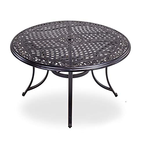 DALI-48-Round-Alum-Casting-Patio-Dining-Table-with-Umbrella-Hole-for-Outdoor-Garden-Porch-Deck DALI 48 Round Alum Casting Patio Dining Table with Umbrella Hole for Outdoor Garden Porch Deck