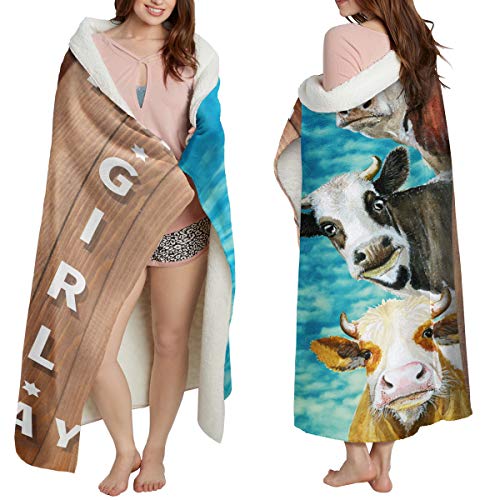 Loong Design Cow Throw Blanket Super Soft, Fluffy, Premium Sherpa Fleece Blanket 50'' X 60'' Fit For Sofa Chair Bed Office Travelling Camping Gift #TOP2