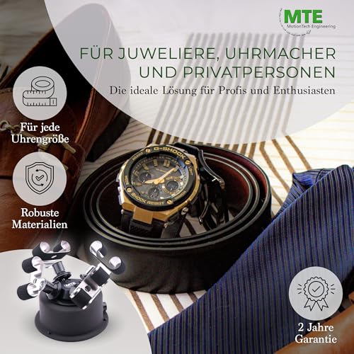 MTE Bewegungstechnik Uhrenbeweger (WTS 4 Anthrazit) bis zu 4 Uhren – Elektronisch gesteuerte Rotation und Pausen – Uhrenbeweger für Automatikuhren – leiser Watch Winder – Made in Germany