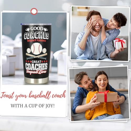 YUQIHOL Baseball Coach Gifts - Baseball Coach Christmas Birthday Appreciation Gifts for Men Women - Thank You Gift for Coaches - Baseballs Coaches Gift Ideas 20oz Coffee Tumbler