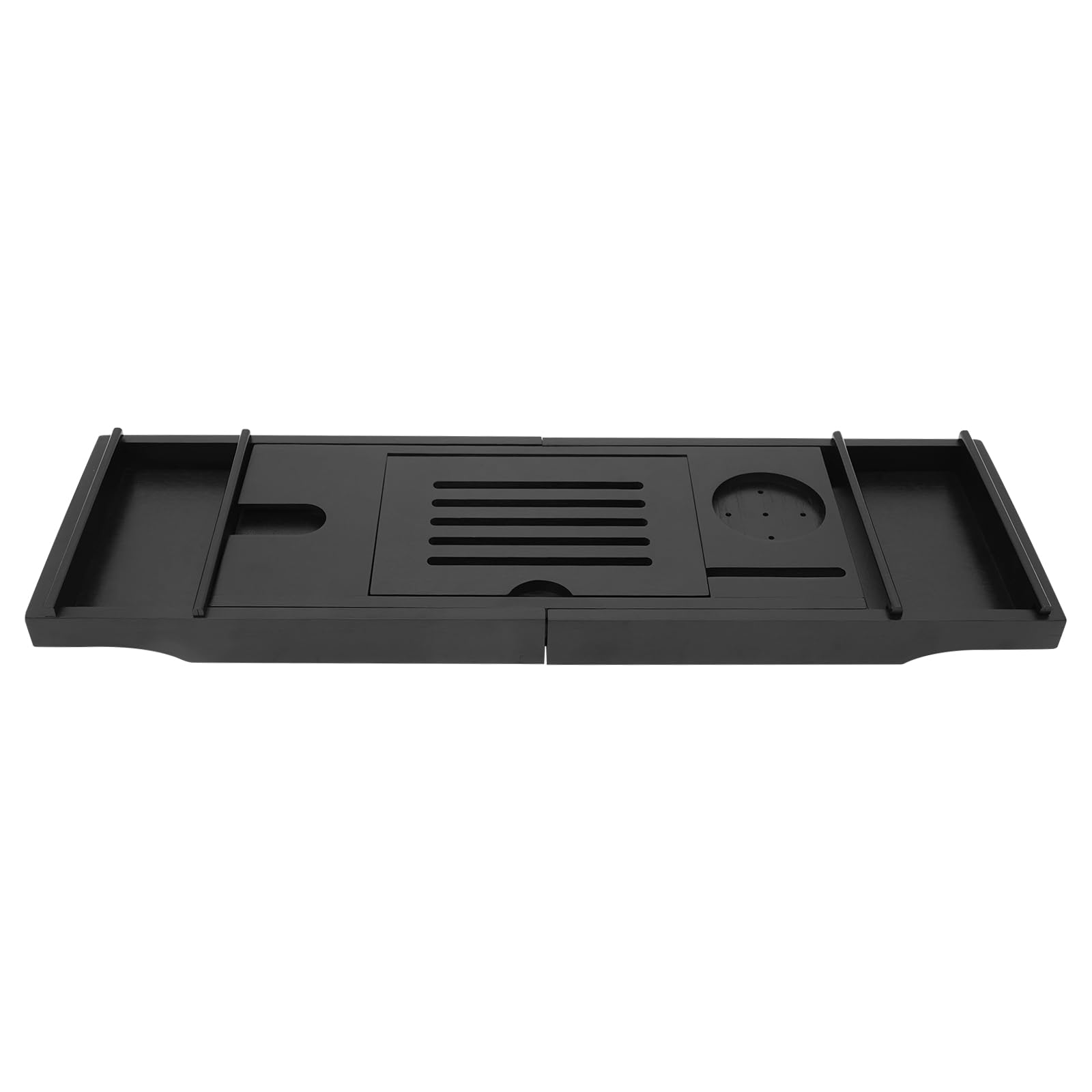Bandeja para bañera extensible de bambú, ajustable de 75 – 111 cm, bandeja de baño, bandeja para bañera, para vino, té, café, teléfonos móviles, tabletas