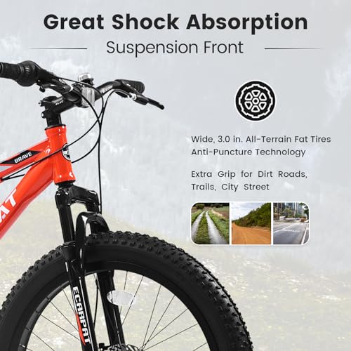 24 Inch Fat Tire Mountain Bike, 7 Speed Adult Mountain