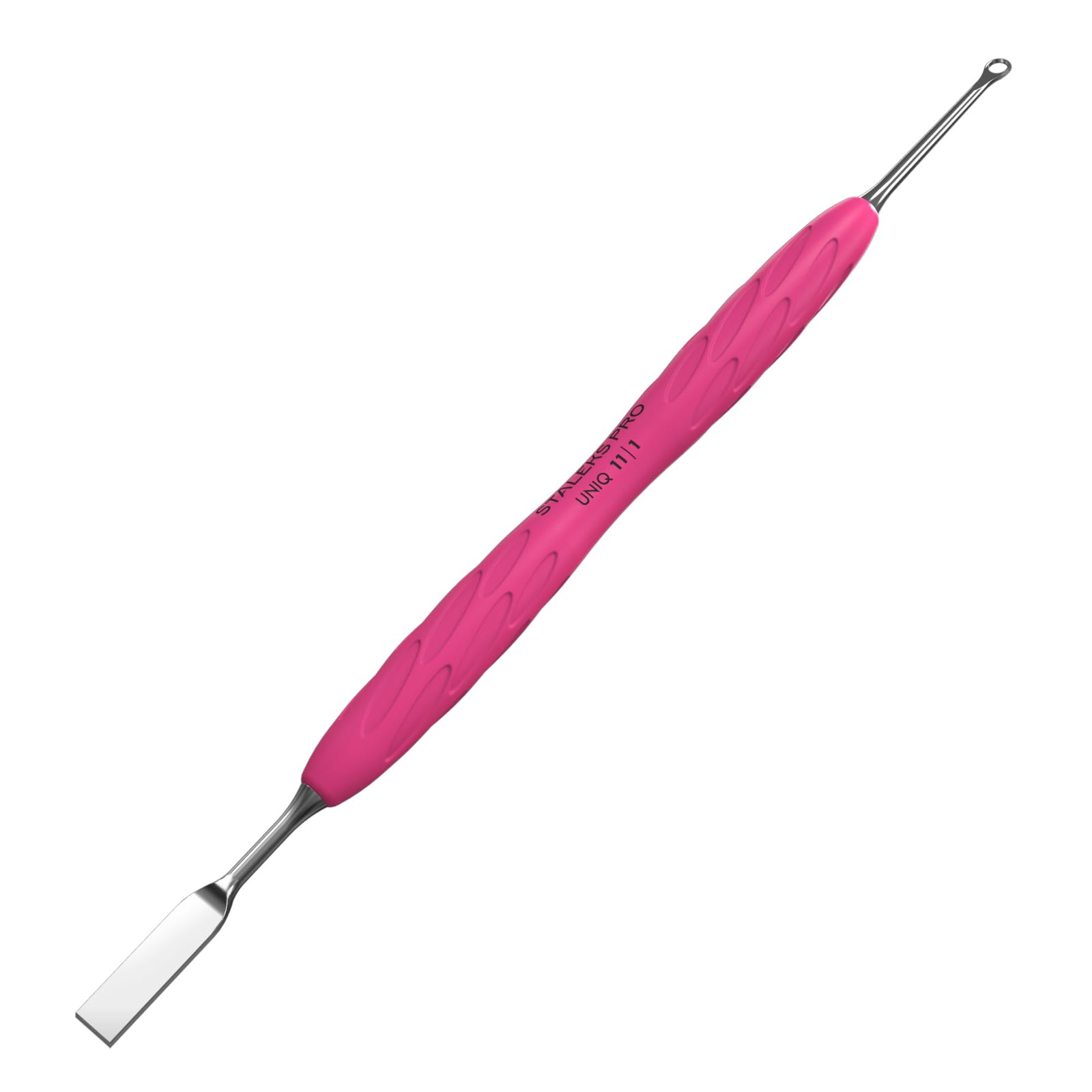 Staleks Pro UNIQ 11 Gummy Pusher Type 1 – Silicone Handle – Straight Flat and Loop Ends – For Manicure and Pedicure