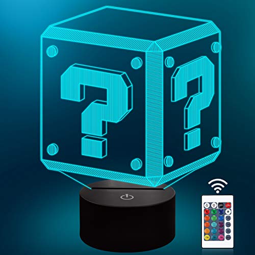 CooPark Illusion Lamp, 3D-game-nachtlampje met 16 kleuren die veranderen met op afstand bedienbare woondecoratie-cadeaus voor de verjaardag van de jongen