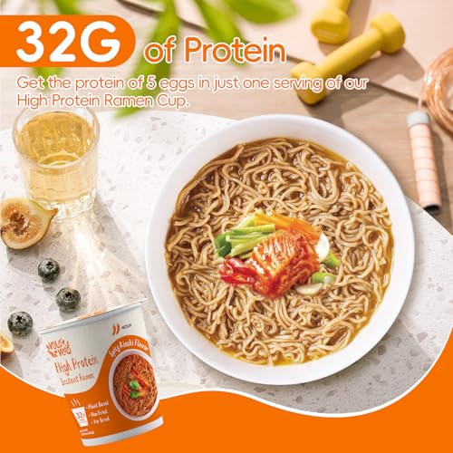Image of VOLO VERO High Protein Instant Ramen Noodles Cup, Spicy Kimchi, 32g Protein