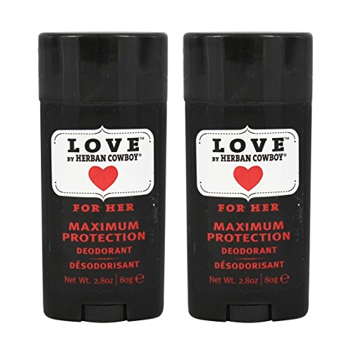 Herban Cowboy Woman's Natural Grooming Maximum Protection Deodorant, Love Scent (Pack of 2) with Aloe Vera, Rice, Rosemary and Sage, Organic and 100% Vegan, Paraben and Aluminum Free, 2.8 oz each