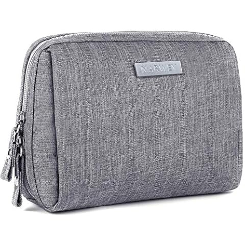 Narwey Small Makeup Bag for Purse Mini Cosmetic Bag Travel Makeup Pouch Zipper Pouch Cute Make up Bags with Compartments for Women (Small, Grey) Cover
