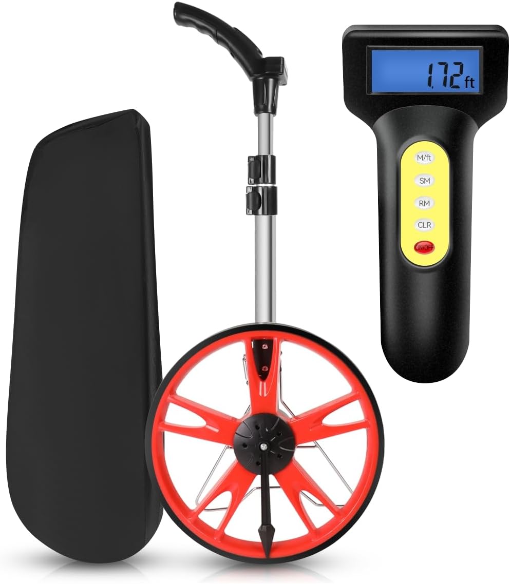 Auto Dynasty Measuring Wheel Digital Display, 3-Sections Foldable Telescoping LED Distance Measuring Digital Wheel with Backpack, High Precision Distance Measuring Wheel in Feet and Inches
