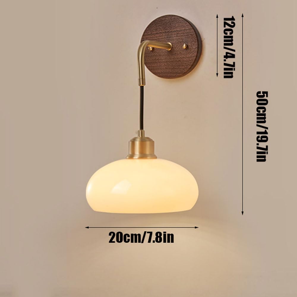 Mosiężna lampa ścienna z litego drewna w paski szklany klosz Lampka nocna Kinkiety Oświetlenie Ścienne Nowoczesna lampa ścienna E27 Oświetlenie wewnętrzne do salonu Restauracja