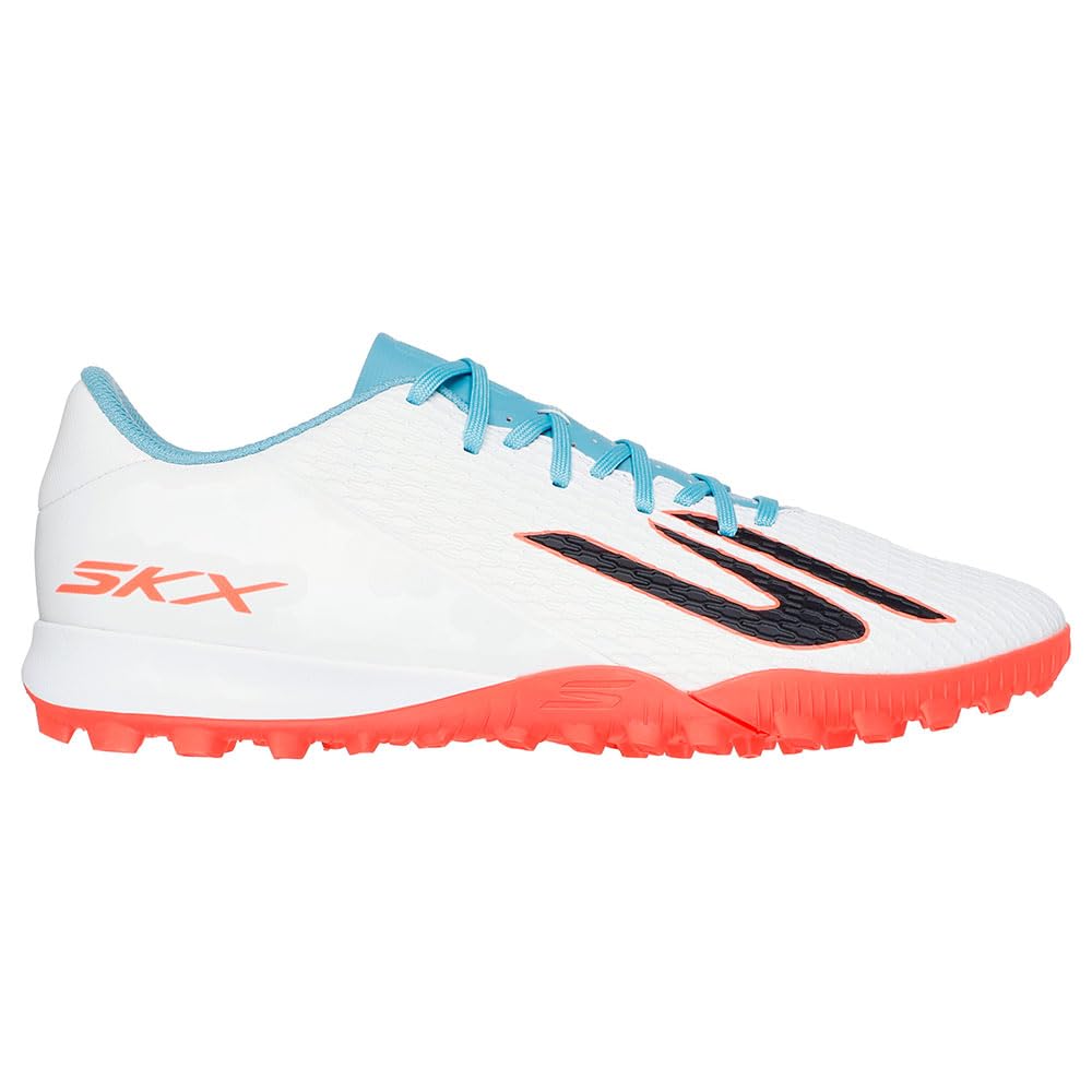 Skechers Męskie buty piłkarskie SKX_2 Club TF Turf, białe syntetyczne/turkusowe syntetyczne/różowe Tr, 40 EU