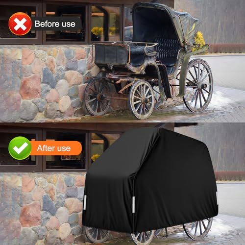Catolsss Abdeckplane pferdekutsche,Pferdeanhänger schutzhaube 420D Baumwoll-Oxford-Gewebe, Premium UV/Wasserdicht/Staubdicht,Universal-Wagenabdeckung