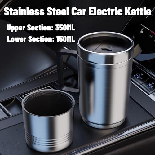 Tetera eléctrica de acero inoxidable para auto 12V 350ML+150ML miniatura 2