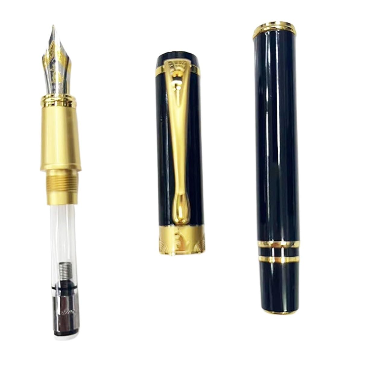 Penna stilografica con pennino in iridio EF/F/M, idea regalo per studenti, ufficio, forniture di cancelleria (BK, F)