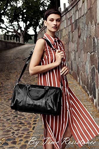 Full Grain Leather Small Duffel Bag Gym Bag Weekender Overnight Unisex - Time Resistance #TOP1
