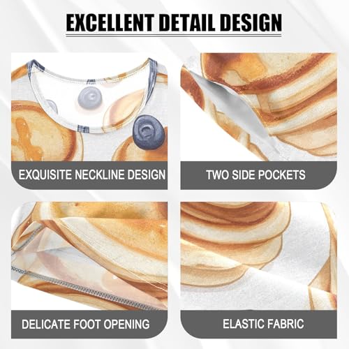 Pajama Short Sets Pancakes with Blueberries Soft Cotton Summer Sleepwear 2 Piece PJS Size 5-14T3