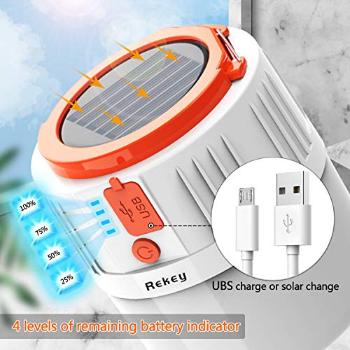 Rekey LED camping lamp, USB rechargeable camping lantern, solar light, portable tent lamp, waterproof portable, garden lantern lamp for power outages, hiking, emergency, failures and so on. - Image 3