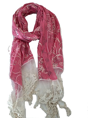 Pamper Yourself Now Hell Rosa mit schwarzen Blumen und bestickte weiße Blüten mit Quasten- Bright pink with black flowers with tassels