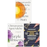Chimamanda Ngozi Adichie 3 Books Collection Set, (Half of a Yellow Sun, Americanah and Purple Hibiscus (P.S.))