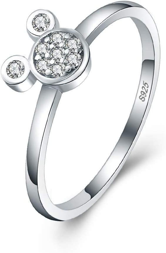 LGSYS925 Sterling Silver Cute Mouse Rings for Fashion Jewelry, Design CZ Rings for Adorable Gift
