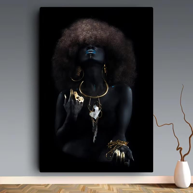 Affiche et impression murale pour salon toile femme noire africaine 80x120 - 4