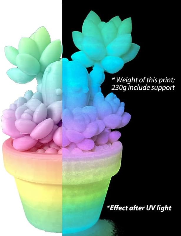 glow gradient in the dark 1.75mm rainbow candy pla filament, luminous rainbow vibrant bright 3d printer filament, 1kg (2.2lbs) spool 3d printing pla filament rod a_pla-13 glow candy