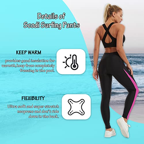 Scodi Swim Pants For Women Surf Leggings High Waisted Water Swimming Tights Long Uv Rashguard Pink #TOP2