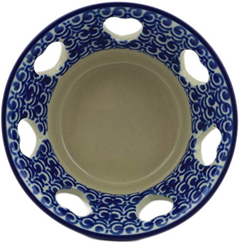 Authentic Polish Pottery Candle Holder in Aster Wreath Design Handmade in Boles?awiec Poland by Ceramika Artystyczna + Certificate of Authenticity