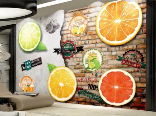 Papier peint brique de ciment nostalgique orange 430x300cm - 3